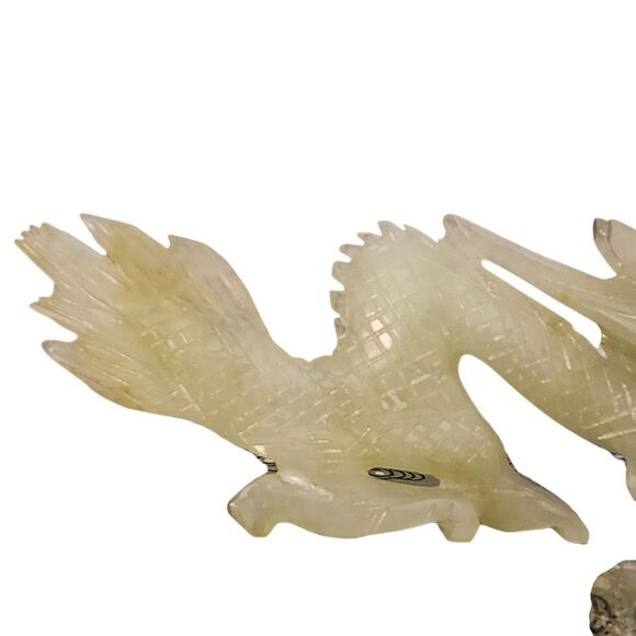 Vintage Jade Jadeite Dragon 5 in Long Green Decorative Figurine Chinese Celadon - Picture 4 of 11